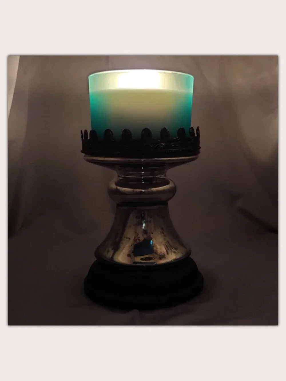 Pottery Barn Vintage Mercury Glass Style Candleholder for Pillar & Jar Candles